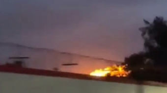 Удар БПЛА по химзаводу в РФ. Фото: кадр из видео